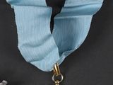 two medals and a star on a blue ribbon