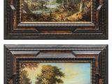 pair of 19th century oil paintings of a wooded landscape