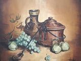 a painting of a painting of a pitcher and grapes