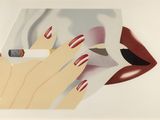 an image of a painting of a woman smoking a cigarette