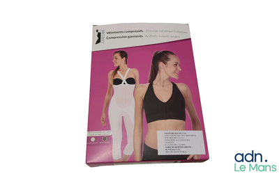 une boîte sur laquelle figure l'image d'une femme portant un haut de sport