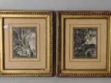 two framed pictures of a man and a woman in a forest