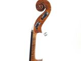 an old violin with a wooden back and bow on a white background