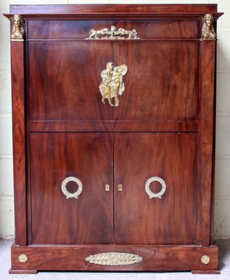 pair of antique mahogany and brass - plated bedside cabinets