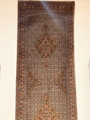 Tapis Iran Tabriz laine et soie couleur blanc, marron 310 x …
