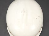 a white helmet with a red stripe on it