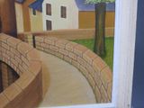a picture of a painting of a house on the wall