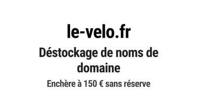 Nom de domaine le-velo.fr. Catégorie: Sport et fitness.