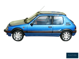 a small blue car with a roof rack on top of it