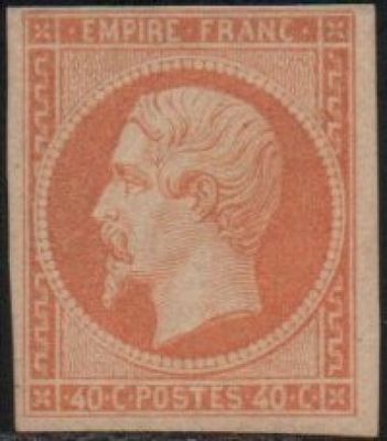 an orange and black stamp with a portrait of a man