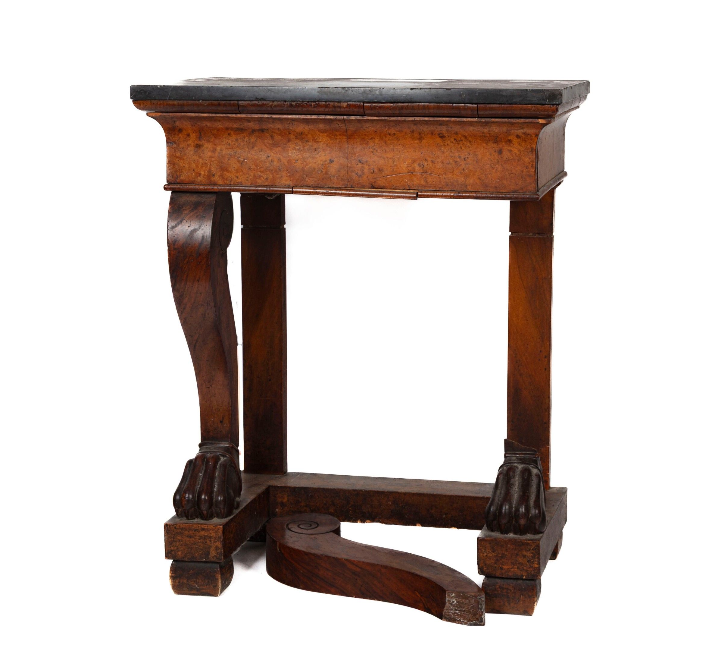 Console en acajou et placage d'acajou, ouvrant par un tiroir…