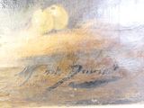 an oil painting of two lemons on a table with a writing on it