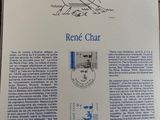 the back of a book with a picture of a man sitting on a bench