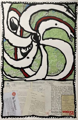 une image représentant un dessin de serpent sur une carte