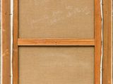 an image of a picture of a window with a brown frame