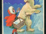 un vieux livre sur lequel figure l'image d'un vieil homme et d'un ours polaire
