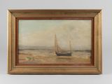 une image représentant un tableau d'un voilier sur la plage