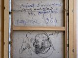 an old picture of a drawing of a man in a window frame