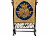 an image of a chair with a blue and gold design on it