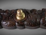 a close up of a metal object on a table