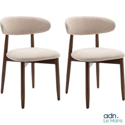 paire de chaises de salle à manger modernes avec assise rembourrée et pieds en bois