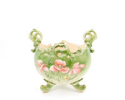 FIVES LILLE - Cache pot en céramique verte de forme boule à …