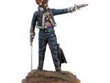 the figurine of a man in uniform is pointing at something