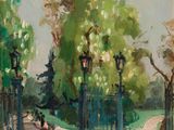 une image représentant une peinture d'un portail dans un parc