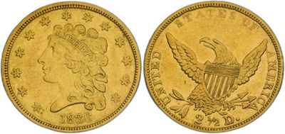 a gold coin with an eagle on it