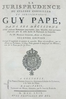 [Dauphiné] CHORIER (Nicolas). La Jurisprudence du célèbre co… - Photo 1