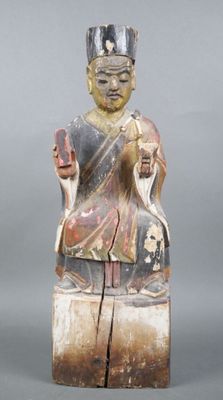CHINE Divinité chinoise en bois sculpté Travail rustique du …