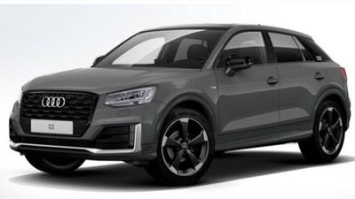 a grey audi suv parked in front of a white background