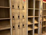 a room with a lot of shelves and shelves in it