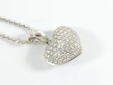 sterling heart pendant with pave set diamonds on a ball chain