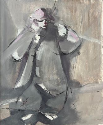 une image représentant un tableau où l'on voit un homme en costume en train de parler au téléphone portable
