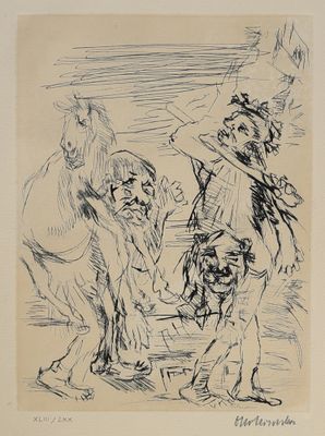 une image représentant un dessin en noir et blanc de deux personnes et d'un chien