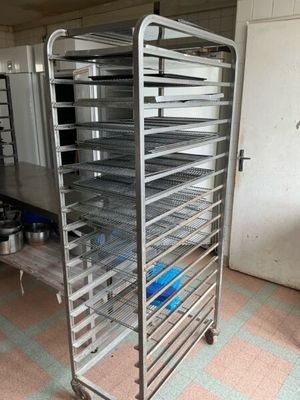 an image of a kitchen with a rack of food in it