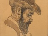 drawing of a man with a beard wearing a cowboy hat