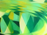 peinture représentant un vase orné d'un motif vert et jaune