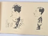 an open book with a drawing of a man smoking a cigarette and another drawing of a man smoking a cigarette