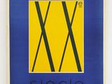 a blue and yellow poster with the words siecle on it