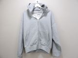 grey zip up hoodie sweatshirt with white hoodie on hanger