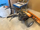 a motorcycle that is parked in a garage