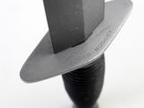 a close up of a knife with a blade on it
