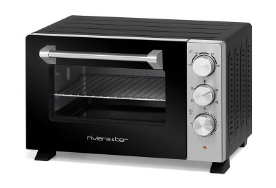 black and silver toaster oven sitting on top of a white counter