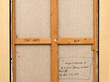 an old picture of a picture of a wooden frame with some writing on it