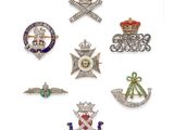 several different types of brooches are displayed on a white surface