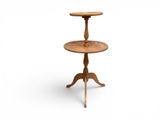 une image représentant une table en bois surmontée de deux étagères