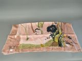 a picture of a piece of cloth with birds and flowers on it