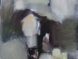 an oil painting of a person holding an umbrella on a rainy day